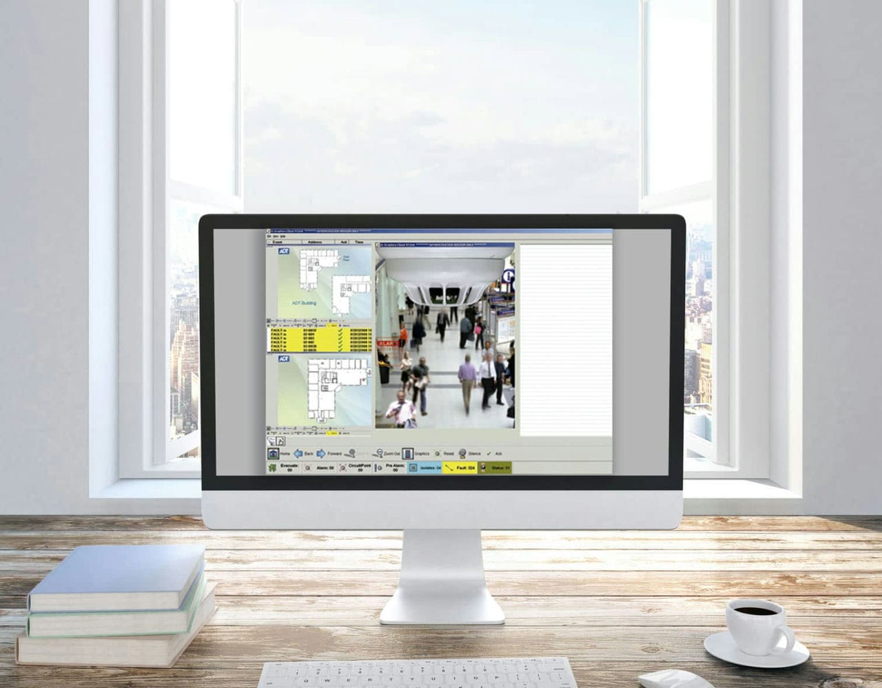 A desktop monitor displaying video footage